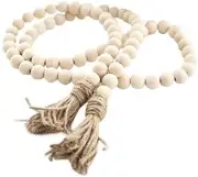 58inch Wood Beads Garland Farmhouse Beads - Natural Prayer Wood String Beads