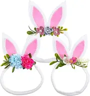 [DOITOOL] Bunny Ear Headband Set 3pcs Boys and Girls Hair Band Baby Head Band Elastic Comfortable Headwear for Baby Girl Party Props