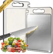 Double-Sided Chopping Board, 304 Stainless Steel & Wheat Straw