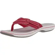 Clarks Women's Brinkley Keely Flip-Flop, Red Synthetic, 10 M US