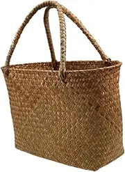 HOUDERCO Handmade Woven Basket for Flower Pot Seagrass Plant Storage Basket for Succulents Home Decor and Organization