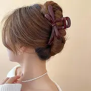 [TseenYi] Large Bow Hair Claw Clip Red Big Hair Clips Claw Bow Non Slip Clamps Hairclips Huge Acrylic Hair Claw Clip Statement Bun hair Claw Clip Hairclip Barrette