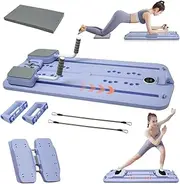 Pilates Reformer Board-4 in 1 Pilates Reformer Set-TINY SPARK Multi-Purpose Pilates Sliding Board- Pilates Board&Sliding Mode&Push-Up Mode&Resistance Bands for Home Office Gym House (Purple)