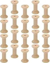 COHEALI 50pcs Unfinished Wooden Craft Bobbins DIY Thread Spools for Handicrafts Natural Retro Color Safe Durable for Stacking and Creative Projects