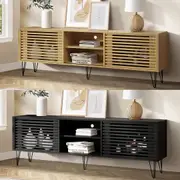 Oikiture TV Cabinet Entertainment Unit Stand Storage Shelves TV Unit 180cm