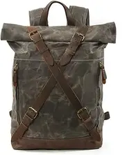 [HAMKVBPR] Men's Backpack Mens Canvas Backpack Hiking Travel Daypacks Laptop College Bag Water Resistant Bag Rucksack for Men(Dark Green)