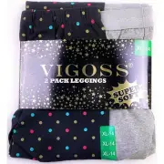 Vigoss Girls' 2 Pack Leggings Super Soft Set, XL-14