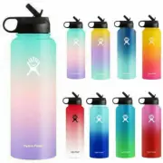 Hydro Flask Water Bottle Stainless Steel Insulated Wide Mouth Lid Straw Drink A+