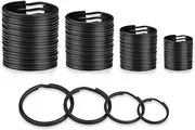 [ZoloAJay] Key Ring Keychain Assorted in 4 Sizes Metal Round Split Key Chains Rings for Home Car Dog Tag Office Pack of 40pcs, Black 40pcs