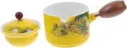 GRADENEVE Ceramic Teapot Rotating Design Scald Side Handle Effortless Brewing for Herbal Medicinal Tea for Home Office Use