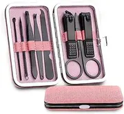 KLVN 18 in 1 Manicure Set Stainless Steel Nail Clippers Pedicure Kit Portable Travel Household Nail Scissor Kit Nail Cutter Tool Set(8pcs Pink)