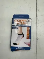 Copper Care 1 Pair White Black Compression Ankle Socks Adults One Size