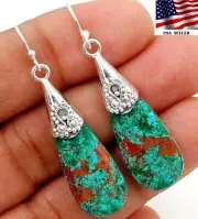 Natural Shattuckite 925 Solid Sterling Silver Earrings Jewelry @B9-7