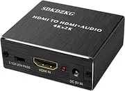 Generic T-SIDAKE 4K x 2K HDMI Audio Extractor Splitter, HDMI to HDMI Audio and Optical TOSLINK SPDIF Audio Converter Adapter, (Support 3.5mm Stereo Audio Output), Black, (SDK-A78)