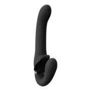 SATU - Black Vibrating Strapless Strap-On with 3 Motors for Partner, Clitoral St