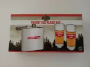 Camp Camo Thirst Aid Gift Set Stainless Flask & 2 Shot Glasses