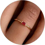 [KOHOTA] Dainty Gold Birthstone Rings for Women 14k Gold Plated Non Tarnish Thumb Stackable Ring Mothers Birthday Gifts Engagement Wedding Promise Rings Emerald Green Gemstone Jewelry Band Size 6-10