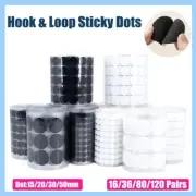 16-120Pair Hook and Loop Sticky Self Adhesive Dots Coin Circles Tape Black White