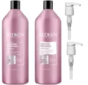 REDKEN VOLUME INJECTION SHAMPOO 1 LITRE AND CONDITIONER 1 LITRE WITH PUMPS