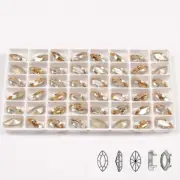 Gold Shadow Navette Rhinestone Silver Base Glass Crystal Garment Craft Materials
