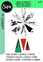 Sizzix A5 Clear Stamps 8PK w/6PK Framelits Build-a-Burst Artsy Lace Mix by 49 an
