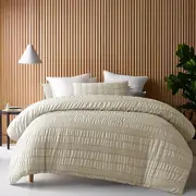 Accessorize Seersucker Natural Polyester Quilt Cover Set (Queen, King)