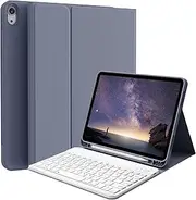 KenKe Keyboard Case for iPad Air 11 Inch (M3/M2, 2025/2024), for iPad Air 5th/4th Generation (2022/2020) 10.9 Inch with Pencil Holder, Magnetic Detachable Wireless Keyboard & Flip Case, Purple