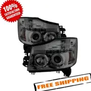 Spyder 5033963 Smoke LED Halo Projector Headlights for 04-07 Armada, 04-15 Titan