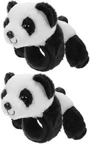 LRXIYODE 2 pcs Plush Panda Slap Bracelets Animal Slap Bands for Jungle Theme Parties Birthdays Halloween More Soft Safe Comfortable