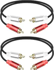 RIIEYOCA Phono to Phono RCA Cable 0.3m, Short 2RCA Male to 2RCA Male Audio Cable for Home Theater, Speaker, Amplifier, Subwoofer, Stereo System (2PCS)