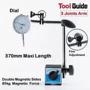 0-10mm Dial Indicator Gauge Magnetic Base Holder, 3 Joint Arm + Fine Adjustment