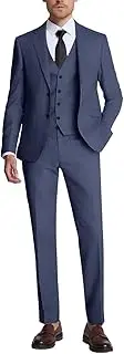 [Tiefony] Men's 3 Piece Linen Suits Casual Lightweight Blazer Jackets Vest Pants Set for Wedding Business Prom Suit