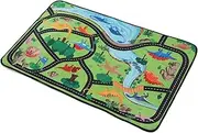HEATSHAKING Play Mat Foldable Non Slip Dinosaur Car Rug for Fun Traffic Map Design Secure Base for Safe Playroom Bedroom Use Imaginative Play Mat