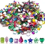 lyfLux 900 Pieces Craft Gems Jewels Acrylic Flatback Rhinestones Gemstone for DIY Crafts Jewelry Making, 9 Shapes, 6-13mm
