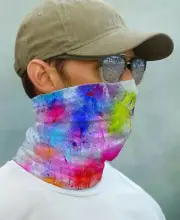 SUN GAITER Face Mask Bandana UPF 50+ UV Protecter Sun Beach Boat Abstract Paint