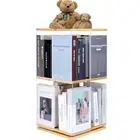 Small Rotating Bookshelf 2 Tier Revolving Bookcase 360° Display Spinning