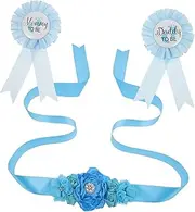 Vaguelly Elegant Maternity Sash Corsage Pin Set Mom Dad Matching Set Baby Shower