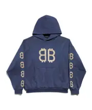 Balenciaga BB Crypto Logo Printed Hoodie XXS,S,XS,L,M blue