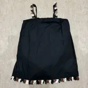 by Anthropologie Women's Size 1X Black Hartley Mini Shift Tassle Dress