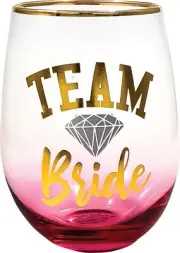 Spoontiques Stemless Wine Glass -Team Bride