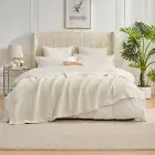 Waffle Weave Sherpa Fleece Throw Blanket for Couch Bed- Reversible Chenille F...