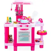 Pretend Play Kitchen Set Kid Toy Realistic Design Sounds Accessories Teapot Pink