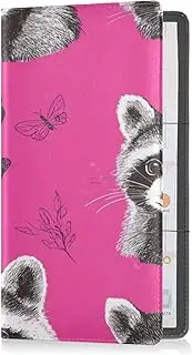 [Caihoyu] Premium Leather Auto Registration Insurance & ID Card Holder Men Women Essential Car Wallet Case for Cards, Essential Document, Driver License Vehicle Paperwork Chic Raccoon