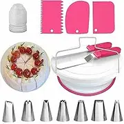 Roczential 35 Pack Cake Stand, Rotating Cake Turntable with 2 Icing Spatula,7 Icing Tips and 20 Bags,3 Cake Scrapers Icing Smoother Set & More, Baking Cake Decorating Kits Supplies