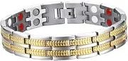 WRITWAA Men's Fashion Titanium Steel Bracelet Double Row Magnets Gold Magnet Jewelry Stylish and Sturdy