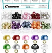 Cimeton 120Pcs 10 Colors Pearl Buttons 10 mm Faux Pearl Buttons Half Pearl Buttons with Shank Semicircle Pearl Buttons for Sewing Mushroom Pearl Buttons for Jewelry Decorations DIY Crafts