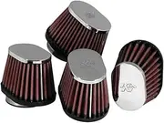 K&N RC-1824 Universal Powersports Performance Clamp-On Oval Tapered Air Filters for 1986 Kawasaki ZG1000 Concours 1000 (Set of 4)