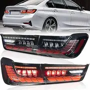 VLAND Tail lights Assembly Fit for 2019-2024 7th Gen BMW 3 Series G20/G28/G80, Red Sequential Turn Signal, Smoked