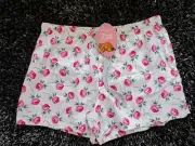 Peter Alexander Ladies Rose Print Cotton Mini Shorts Size M