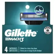 Gillette Mach 3 Razor Blade Refills - 3 Blade - 4 ct
